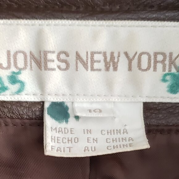 EUC JONES NEW YORK leather front zip lined pockets jacket in bombing brown (10) - Picture 7 of 8